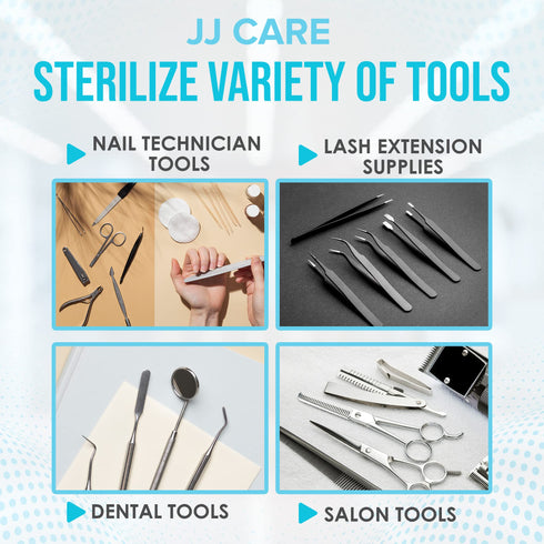 JJ CARE Nail Tool Sterilizer with Glass Beads | Implement Tweezer Disinfectant Container | Salon & Manicure Disinfectant Jar